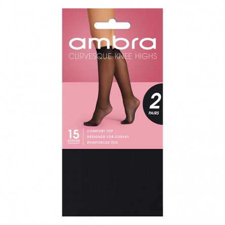 Ambra Curvesque Sheer Knee Highs - 2 Pairs Pack
