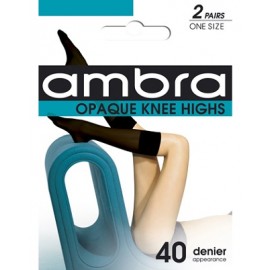 Ambra Opaque Knee Highs - 2 Pairs Pack