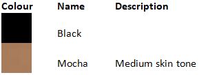 Columbine Black and Mocha Colour Guide