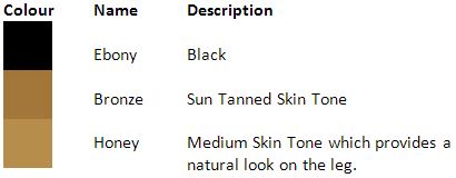 Columbine Ebony, Bronze and Honey Colour Guide