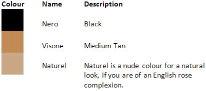 Levante Nero, Visone and Naturel Colour Guide